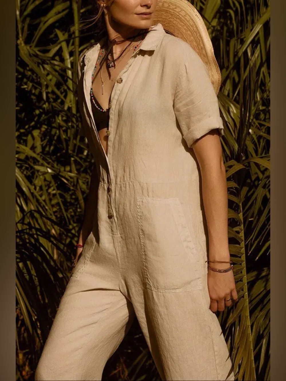 Velvet by Graham & Spencer Linen Utility Jumpsuit Size XS -R-